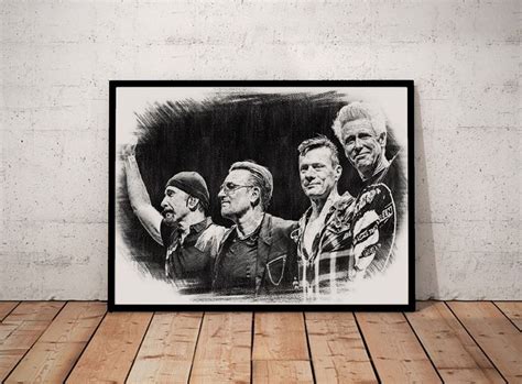 U2 Band Sketch Art Portrait Print A4 Poster Rare Collectables