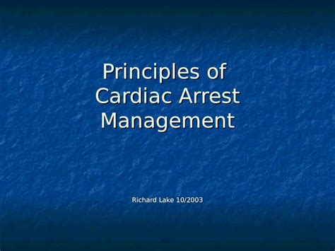 Ppt Principles Of Cardiac Arrest Management Dokumen Tips