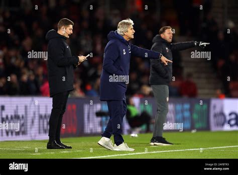 West Ham United Manager Manuel Pellegrini Gestures On Touchline Hi Res