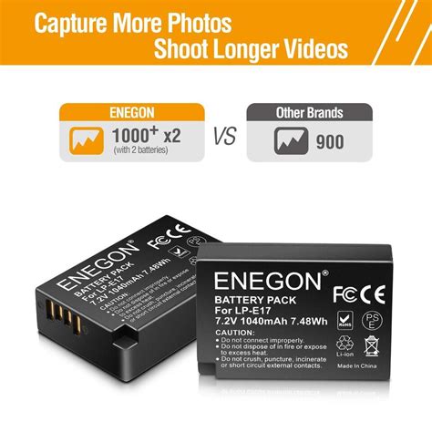 Enegon Batteria Fotocamera Lp E Da Pezzi Mah Con Doppio