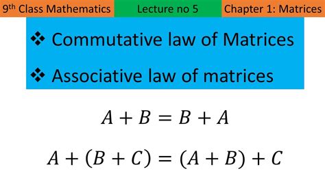 Commutative And Associative Laws Of Matrices Under Addition Youtube