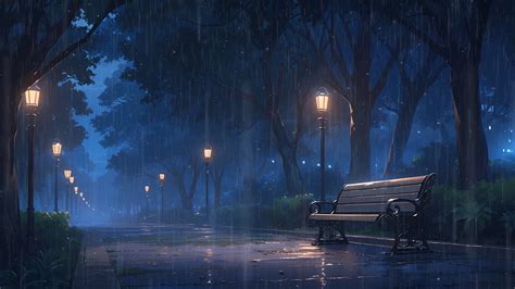 Summer Rain In A Lonely Park 🌧️ Night Lofi Study Music 🌧️ Deep Focus