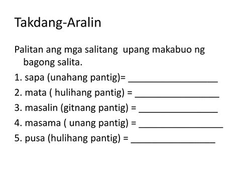 Cot Slide Pagpapalit At Pagdadaragdag Ng Mga Tunog Ubang Makabuo Ng