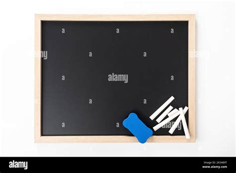 Blank Blackboard Or Chalkboard With Chalks And Eraser Stock Photo Alamy