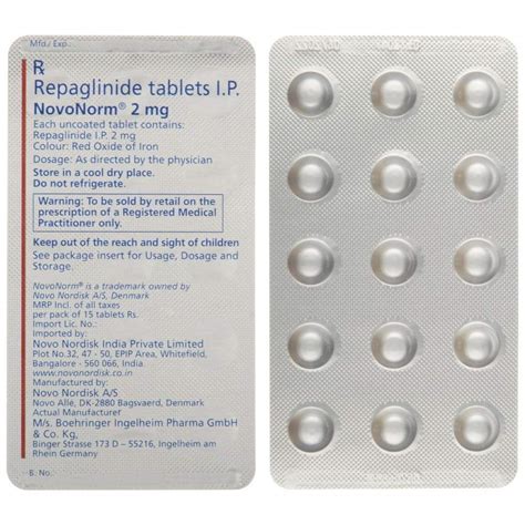 Repaglinide 2mg Tablet at Rs 330 stripe रपगलनद टबलट in Nagpur