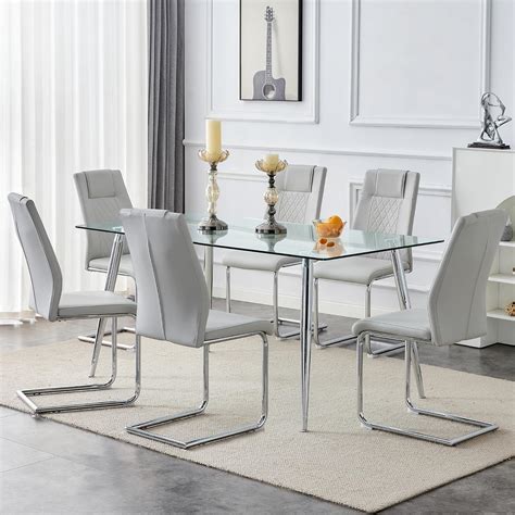 Amazon LUMISOL Tempered Glass Kitchen Dining Room Table Set Of 6