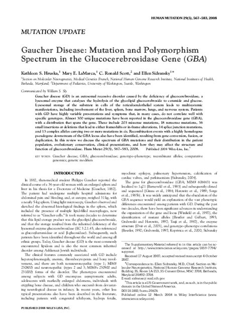 (PDF) Gaucher disease: mutation and polymorphism spectrum in the glucocerebrosidase gene (GBA ...