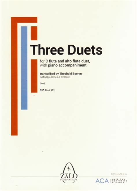 Sheet Music Three Duets Various Flutes Piano Carolyn Nussbaum