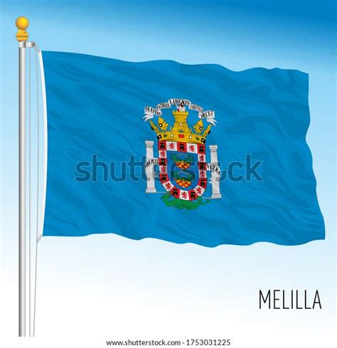 Melilla Official Regional Flag Spain Vector Immagine Vettoriale Stock