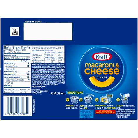 Kraft Mac And Cheese Nutrition Label - Trovoadasonhos