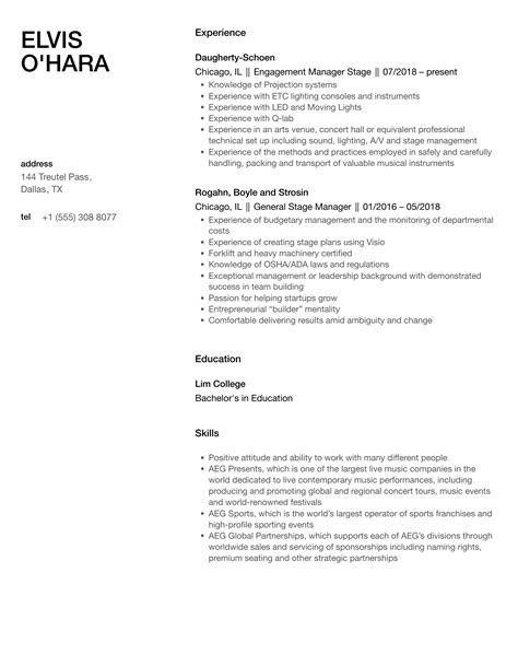 Stage Manager Resume Template (Guide 20 Examples), 50% OFF