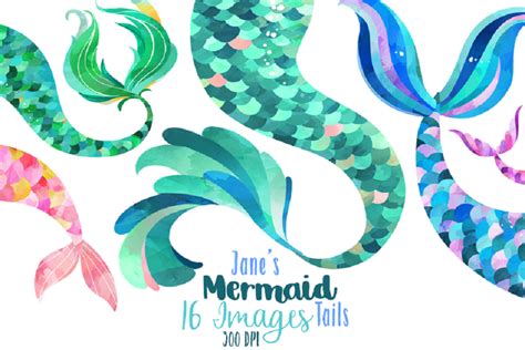 Watercolor Mermaid Tails Clipart By Digitalartsi Thehungryjpeg