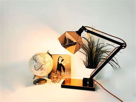 Copper And Black Origami Desk Lamp Leewalia Lighting Etsy