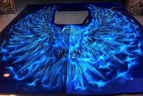 Airbrushed Trans Am Hood Phoenix Blue True Fire Dallas