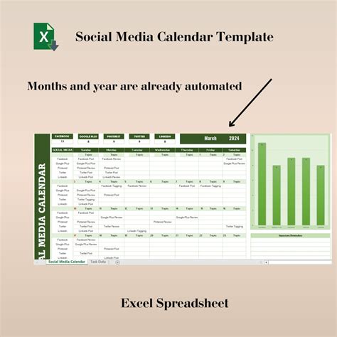 Social Media Calendar Template Excel Social Media Monthly Content Planner Content Planner