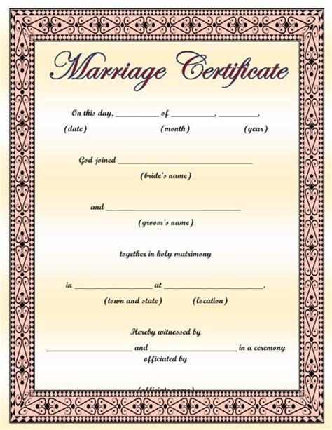 Fake Marriage Certificates Free Printable - PRINTABLE TEMPLATES