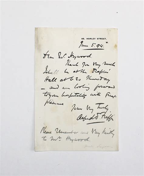 An Original Handwritten Letter And Signed By Surgeon Sir Alfred Downing