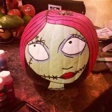 Ham Painted Sally Pumpkin Pumpkin Halloween Decorations Christmas