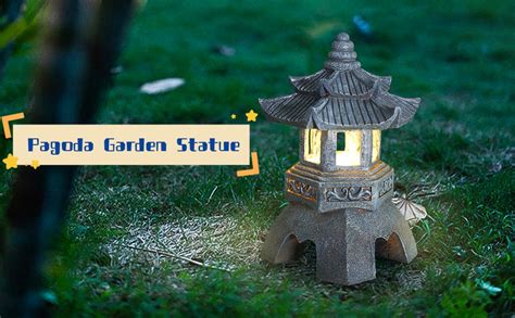 Garden Pagoda Japanese Garden Decor Solar Pagoda Lantern Statue Garden