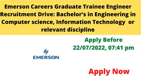 Emerson Careers Graduate Trainee Engineer Recruitment Drive Bachelors