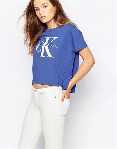 Calvin Klein Jeans Cropped Boxy T Shirt With Logo At Calvin