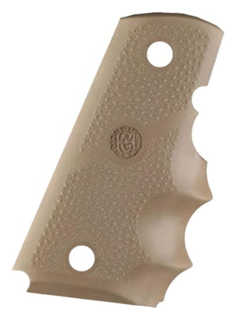 Hogue 1911 Officers Model Rubber Grip Finger Grooves Desert Tan