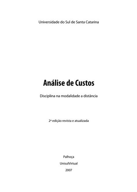 PDF Analise De Custos UNEMAT Campus Sinopsinop Unemat Br Site