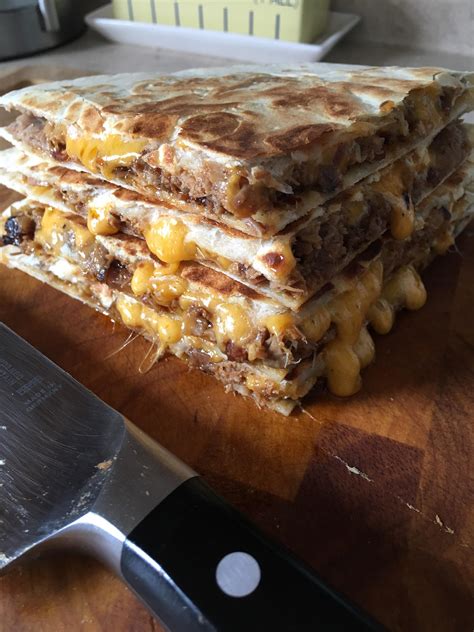 Homemade Smoked Pulled Pork Bacon And Cheddar Quesadilla Rfood