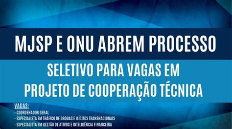 MJSP e ONU abrem processo seletivo para contratação de especialistas em