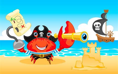 Crab Pirate Stock Vector Illustration Of Crayfish Vector 53833806