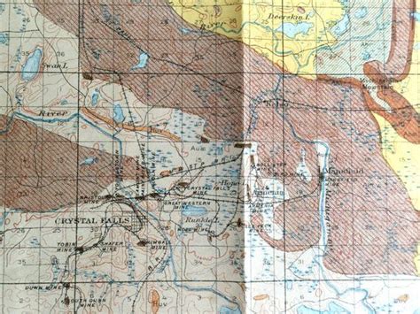 1909 Antique Map of the Crystal Falls District, Michigan - Felch Mountain and Marquette ...