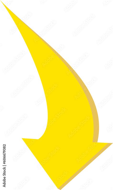 Yellow Arrow Down Curved Arrow Color D Ui For Website Down Symbol