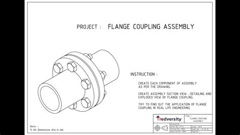 Flange Coupling Assembly Solidworks Redversity Skills Youtube