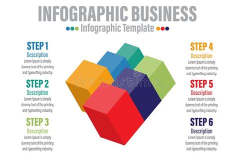 3D Isometric Stairs Timeline Infographic Presentation Template With Six