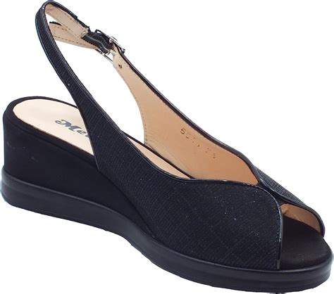 Melluso R80335 Nero Sandali Per Donna In Tessuto Brillantinato Con