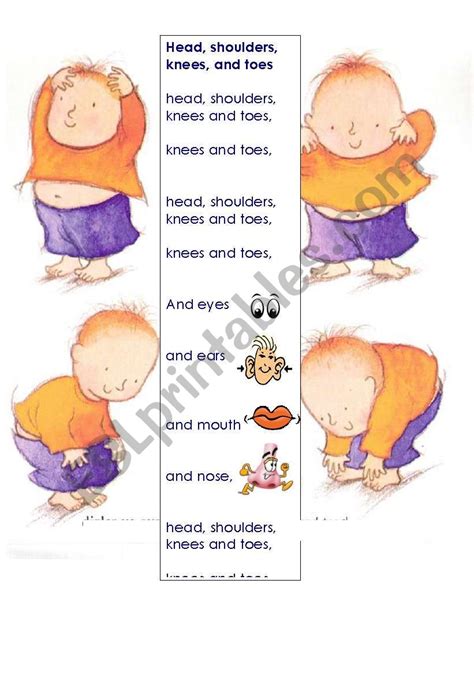 Head Shoulders Knees And Toes Printable Lyrics