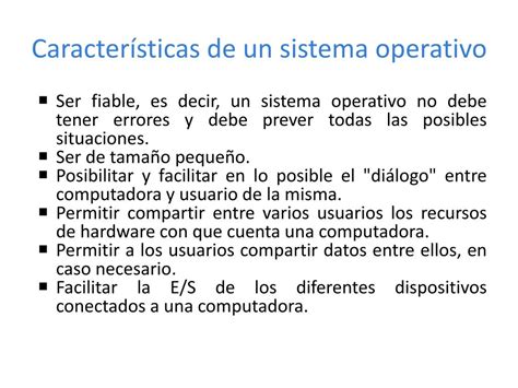 PPT Características de un sistema operativo PowerPoint Presentation