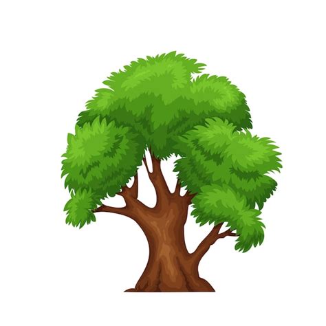 Árbol de hoja caduca verde illustaration de vector en estilo de