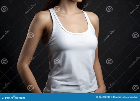 Generative Ai Blank White Tank Top Mock Up On Female Model Showcase