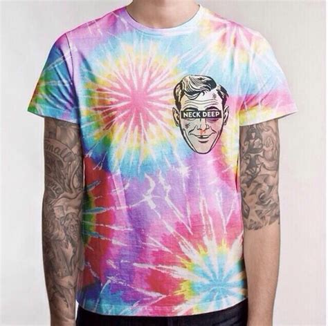 T Shirt Neck Deep Tie Dye Band Tie Dye Shirt T Shirt Band T Shirt