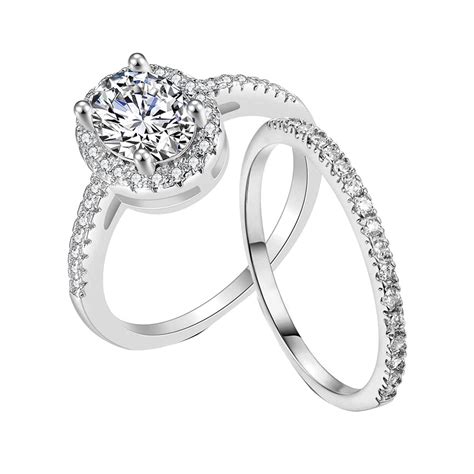 KAGAYD Rhodium Plated Heart Shaped Engagement Bridal Anniversary