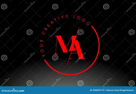 Red Ma Serif Letter Logo Design With Creative Intersected Cut Stock