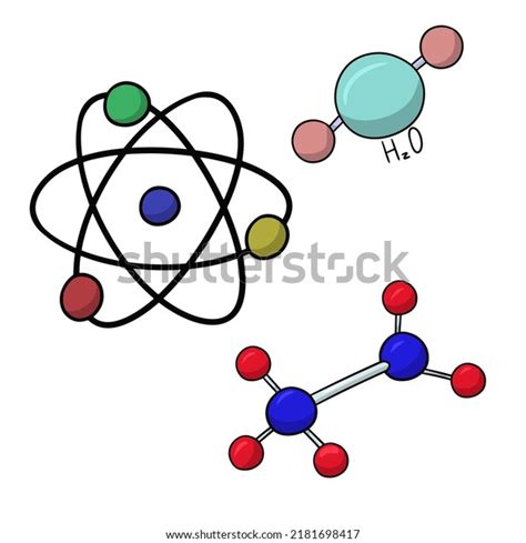 Set Simple Diagrams Molecules Atoms Vector Stock Vector (Royalty Free ...