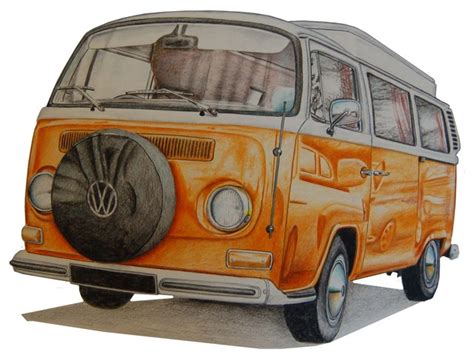 Volkswagen Camper Original Drawing Contemporary Drawings And