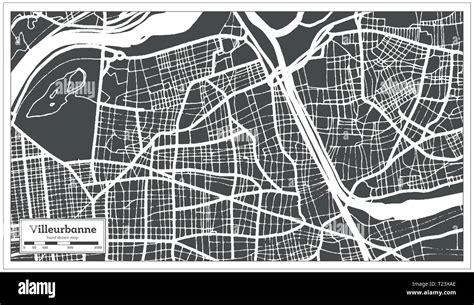 Villeurbanne Francia Mapa De La Ciudad En Estilo Retro Mapa De Esquema