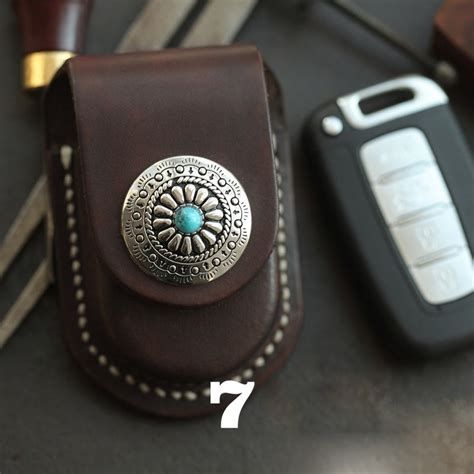 Dark Brown Handmade Genuine Leather Mens Car Key Case Car Key Holder F ...