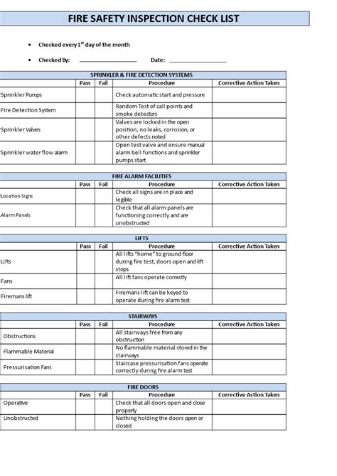 Fire Inspection Checklist Templates At