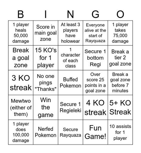 Pokemon Unite Bingo 1 Bingo Card