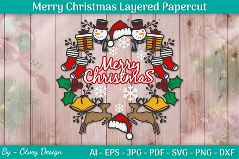 Merry Christmas Layered Papercut Svg Graphic By Otvey Design · Creative