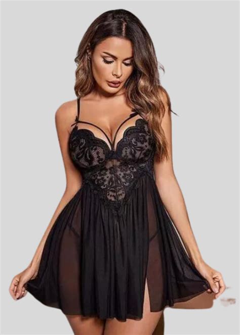 French Daina Black Lace Babydoll Nightwear Buy Now Online